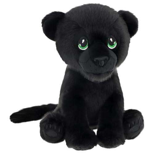 Keel Toys Keeleco Sitzende schwarze Dschungelkatze 23 cm - Plüschtier 100% recycelt - Umweltfreundliches Spielzeug für Kinder - Stofftiere für Kinder von Keel Toys