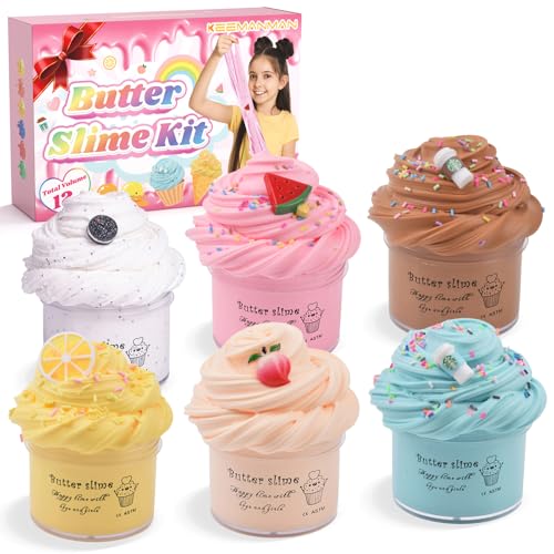6er-Pack Butter-Slime-Set für Kinder – Duftendes DIY-Schleim-Spielzeug für Mädchen & Jungen ab 3 4 5 6 7 8 9 10 11 12 Jahren – Süßes Preppy-Zubehör – Geschenkidee für Teenager, Geburtstage, Party-Mitg 6er-Pack Butter-Slime-Set für Kinder – Duftendes DIY-Schleim-Spielzeug für Mädchen & Jungen ab 3 4 5 6 7 8 9 10 11 12 Jahren – Süßes Preppy-Zubehör – Geschenkidee für Teenager, Geburtstage, Party-Mitg von Keemanman