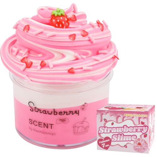 Erdbeer-Butter-Slime, 200 g – Duftendes Slime-Set Spielzeug – Süßes Preppy-Zubehör für Mädchen, Jungen & Kinder – Coole Geburtstagsgeschenke für Teenager-Mädchen, Party-Mitgebsel & Weihnachtsstrumpf-F von Keemanman