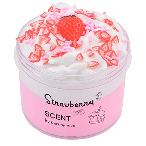 Keemanman Erdbeerbutter-Schleim, duftender DIY-Schleim-Zubehör-Set für Mädchen und Jungen, Stressabbau-Spielzeug für Kinder, Bildung, Partygeschenk, Geschenk und Geburtstag (200 ml) von Keemanman
