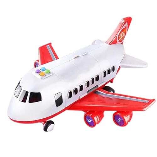 Flugzeugspielzeug, Flugzeug des Flugzeugmodells mit Lichtern und 6 -pcs -Legierungsauto für Jungen und Mädchen (Feuerthema) von Keenso