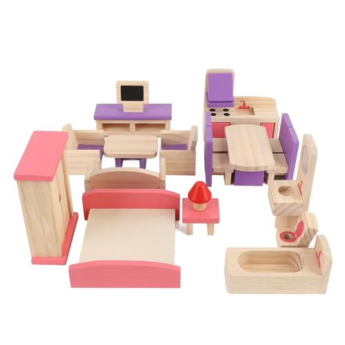 Holzspielzeugmöbel-Set, Simulationsmöbel-Spielzeug Massivholz Kinderspielhaus Kleines Möbel-Spielzeug-Set für von Keenso