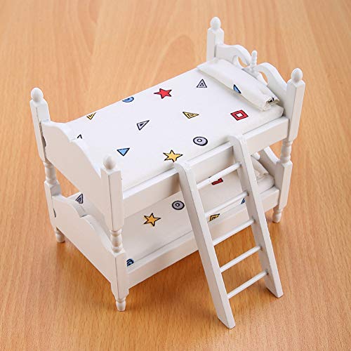 Keenso 1:12 PUPPENHAUS MINI MÖBEL SCHLAFZIMER Modell ETAGENBETT SPIPIELEGUG (ROSA (Farbenfrohe Geometrie) von Keenso