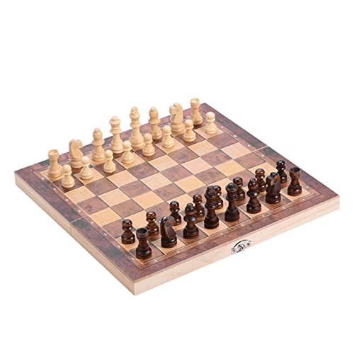 Keenso 3-in-1-Schachspiel, Tragbares Klappbrett-Schachspiel für Party-Familienaktivitäten (34 * 34cm) von Keenso