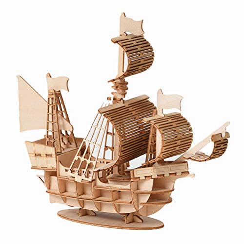 Keenso 3D-Puzzle aus Holz Zum Selbermachen, Segelschiff-Spielzeug, Lebensechtes Montagemodell für, Sammlung von Holzarbeiten-Enthusiasten, Glatt und Stabil, Neuartige Themenpuzzles von Keenso