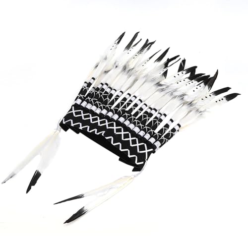 Keenso Indischer Federhut Schwarzer Chefkopfschmuck für Kinderparty -Requisiten, Geeignet für Festivals/Geschenke, Gesundes Stoffmaterial (BLACK) von Keenso