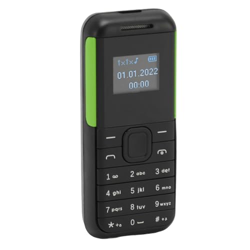 Keenso Kleines Winziges Mobiltelefon 2 in 1 Music Player Dual SIM Standby GSM Basic Phone, Health -Bewusstsein -Telefon für , 0,66 Zoll Bildschirm 1 X Mobiltelefon (Schwarz Grün) von Keenso