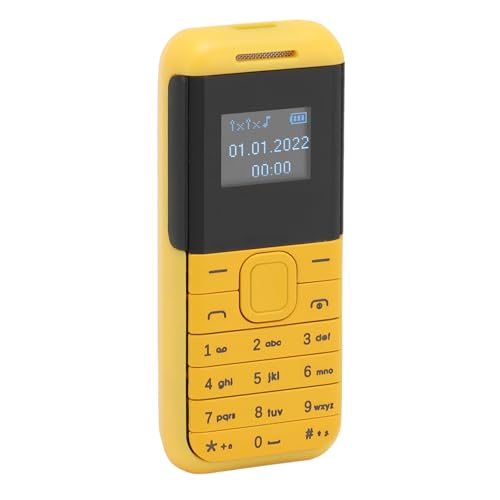 Keenso Kleines Winziges Mobiltelefon 2 in 1 Music Player Dual SIM Standby GSM Basic Phone, Health -Bewusstsein -Telefon für , 0,66 Zoll Bildschirm 1 X Mobiltelefon (Yellow) von Keenso