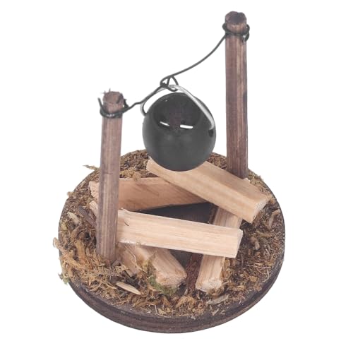 Keenso Miniatur-Puppenhaus-Ofen, Handgefertigter Puppenhaus-Kamin aus Holz Zur Dekoration mit Hängendem Ofenmodell Im Bauernhof-Stil von Keenso