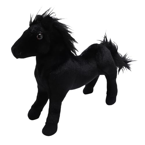 Keenso Pferdegefüllter Tier, Pferdeplüschspielzeug Gefülltes Pony Plüschkissen für Sofa Bett Schreibtisch (Black) von Keenso