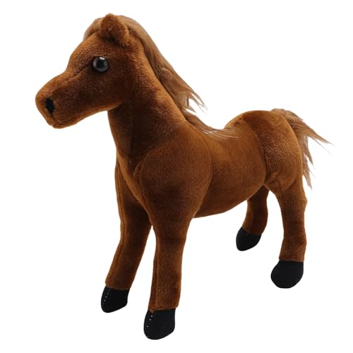 Keenso Pferdegefüllter Tier, Pferdeplüschspielzeug Gefülltes Pony Plüschkissen für Sofa Bett Schreibtisch (Dunkelbraun) von Keenso