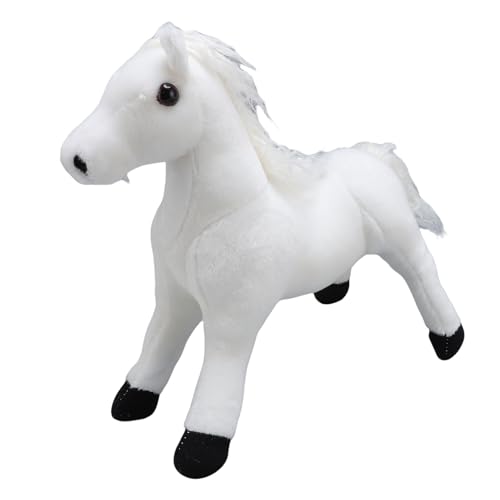 Keenso Pferdegefüllter Tier, Pferdeplüschspielzeug Gefülltes Pony Plüschkissen für Sofa Bett Schreibtisch (White) von Keenso