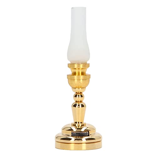 Keenso Puppenhaus Schreibtischlampe, 1:12 Puppenhaus LED Realistische Mini Retro Schreibtischlampe Metall Mattschirm Tischlampe für Puppenhaus Dekoration Simulationsmöbel von Keenso