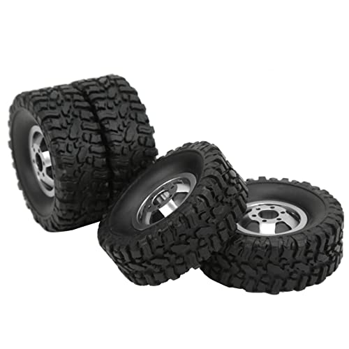 RC -Autorreifen und, Gummi -Reifen Aluminium -Leichtmetallrad -Hub für WPL C14 C24 B14 B24 B16 B36 1/16 RC -Auto -Upgrade Teil (Silver) von Keenso