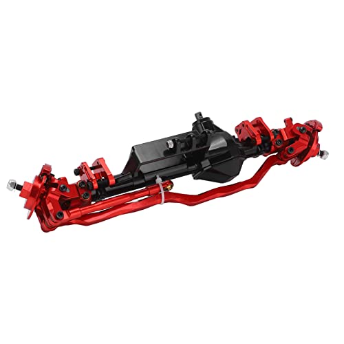 RC Frontachse, Metall Komplett Vordere Achse für Axiale RBX10 Ryft 1/10 RC Cralwer Car Upgrade -Teile (Schwarz Rot) von Keenso