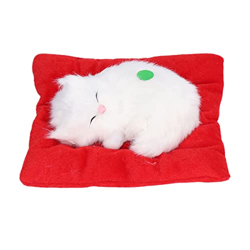Keenso Spielzeugkatze mit Klang, Plüschschlafkatze Puppenspielzeug für - 7,1 X 6,3 Zoll (Aktivkohle ganz weiße Katze) von Keenso