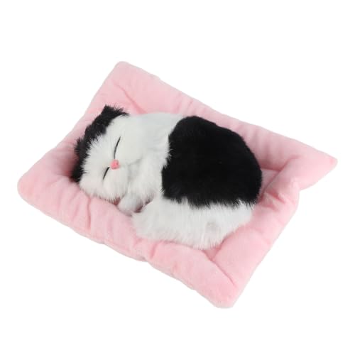 Keenso Spielzeugkatze mit Klang, Plüschschlafkatze Puppenspielzeug für - 7,1 X 6,3 Zoll (Aktivkohle schwarz-weiße Katze) von Keenso
