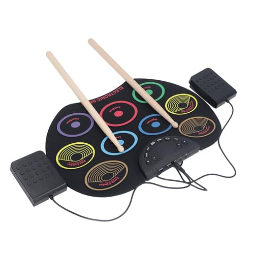 Roll Drum Kit, Elektronisches Trommelset, Tragbar, Einfach Zu Spielen, Aufrollbare Drum Padpedale, Drum Sticks für Kinder, Kinder Roll Drum Kit, Elektronisches Trommelset, Tragbar, Einfach Zu Spielen, Aufrollbare Drum Padpedale, Drum Sticks für Kinder, Kinder von Keenso