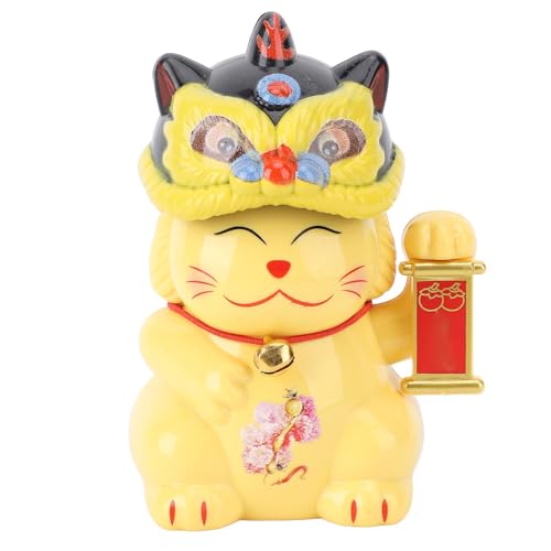 Solar Angetriebenes Spielzeug, Niedliche Solarantriebs Lucky Cat Car Dashboard Dekoration (Yellow) von Keenso
