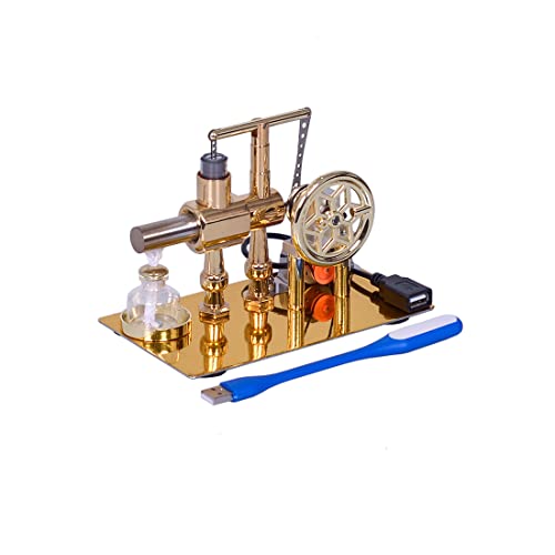 KeepDo Stirling Engine Model, EIN-Zylinder-Heißluft Stirling Motor Modell Pädagogisches Spielzeug mit USB-Licht, External Verbrennung Modell Physisches Experiment Geschenk von KeepDo