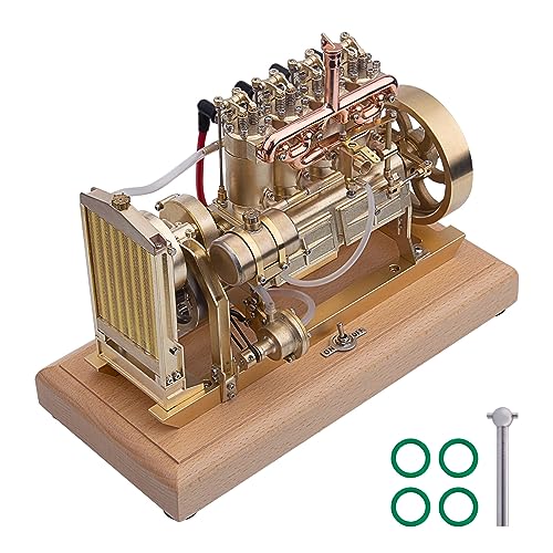 KeepDo Verbrennungsmotor Engine Modell, Motor Bausatz 4 Zylinder Metall Auto Motor Modellbau Viertaktmotor Bausatz, 12cc Benzinmotor Metall Engine Kit mit mechanischer Drehzahlbegrenzung von KeepDo