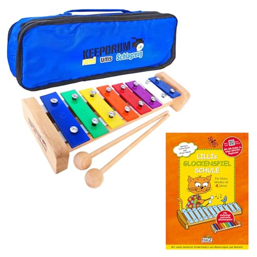 keepdrum KGS Glockenspiel Xylophon mit Tasche + Lilli´s Glockenspiel Schule Lernbuch mit CD von keepdrum