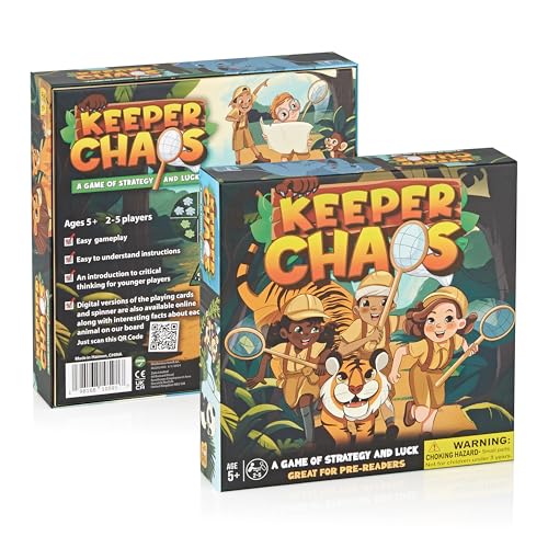 Stundenspiele-Keeper Chaos – ein Zoo-Themen-Abenteuer- und Strategie-Brettspiel für Kinder, Erwachsene und Familienspielabend, Zoo-Geschenk für Vorleser und Kinder ab 5 Jahren, lustige von Keeper Chaos