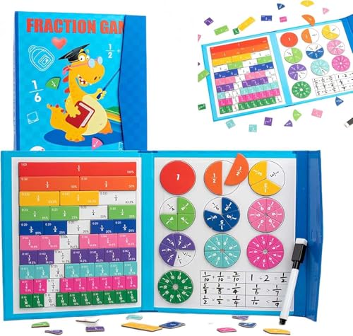 102 PCS Magnetic Fraction Demonstration Book, Humblyman Magnetic Fraction Tiles, Bruchrechnen Material Magnetisch,Magnetisches Buch-Bruchteil-Puzzle,Magnetisches Bruchbuch,Arithmetisches Lernspielzeug von Keeplus