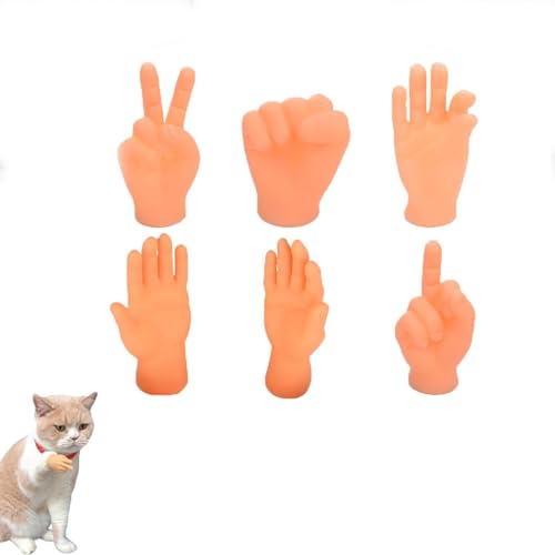 6 Stück Mini Hands for Cats, Tiny Hands for Cats, Finger Puppets, Kleine Hände Fingerpuppe Set, Mini Hände Gummi Lustige Minihände, Fingerhände für Geburtstagsfeiern Haustiere Spiele Party (A) von Keeplus