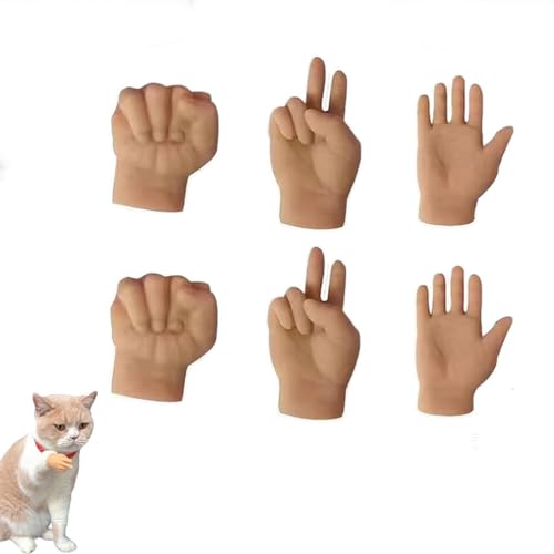 6 Stück Mini Hands for Cats, Tiny Hands for Cats, Finger Puppets, Kleine Hände Fingerpuppe Set, Mini Hände Gummi Lustige Minihände, Fingerhände für Geburtstagsfeiern Haustiere Spiele Party (B) von Keeplus