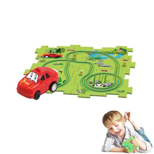 Children's Educational Puzzle Track Car Play Set, Puzzle Spielzeugauto, Auto Spielzeug Autorennbahn Spielzeugauto DIY-Puzzlebahn für Kinderspielzeug DIY-Route Cars Spielzeug für Kinder (B) von Keeplus