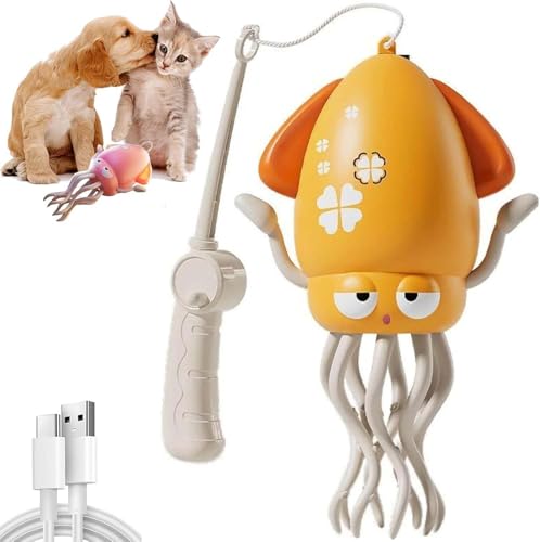 EngineKit Octopus - Electric Crawling Octopus,Electric Crawling Octopus Toy,Magic Dancing Octopus Toy,Crazy 8-Leg Auto-Dance octopus toy with LED Lights & Music,Self-Navigating Robotic Pet Toys (Gelb) von Keeplus