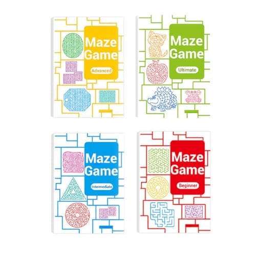 Keeplus Four-Level Progressive Maze Book Set for Children, Vierstufiges progressives Labyrinthbuch, Montessori Spielzeug, Maze Book, Bildungs Smart Logik Labyrinth Buch Spiel für Kinder (4PCS) von Keeplus