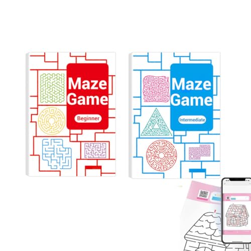 Keeplus Four-Level Progressive Maze Book Set for Children, Vierstufiges progressives Labyrinthbuch, Montessori Spielzeug, Maze Book, Bildungs Smart Logik Labyrinth Buch Spiel für Kinder (A+B) von Keeplus