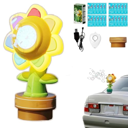 Honk Activated Bubble Machine, Sunflower Bubble Machine mit Remote, Wiederaufladbar Blumen Seifenblasenstab mit Licht, Elektronische Seifenblasenmaschine, Sunflower Bubble für Auto (Mit Flüssigkeit) Honk Activated Bubble Machine, Sunflower Bubble Machine mit Remote, Wiederaufladbar Blumen Seifenblasenstab mit Licht, Elektronische Seifenblasenmaschine, Sunflower Bubble für Auto (Mit Flüssigkeit) von Keeplus