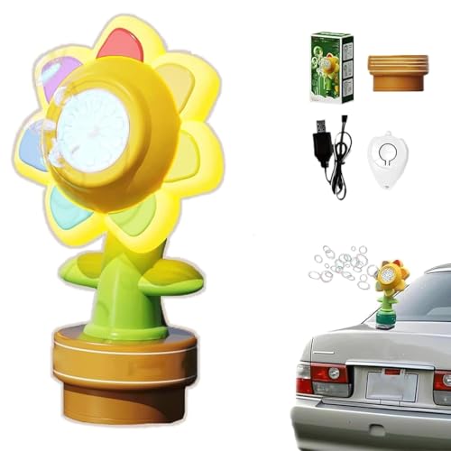 Honk Activated Bubble Machine, Sunflower Bubble Machine mit Remote, Wiederaufladbar Blumen Seifenblasenstab mit Licht, Elektronische Seifenblasenmaschine, Sunflower Bubble für Auto (No Flüssigkeit) von Keeplus