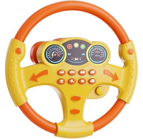 Keeplus Musical Steering Wheel Toy, Toy Steering Wheel with Light and Music, Simulated Driving Toys, Interaktives Lenkrad Spielzeug, Simuliertes Fahr Lenkrad Fahr Controller Auto Spielzeug (Gelb) von Keeplus