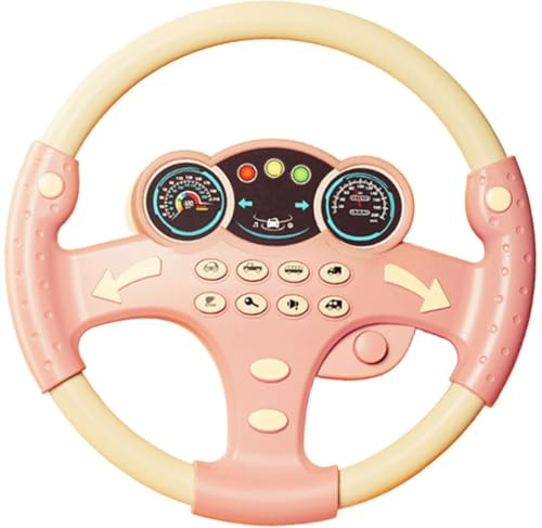 Keeplus Musical Steering Wheel Toy, Toy Steering Wheel with Light and Music, Simulated Driving Toys, Interaktives Lenkrad Spielzeug, Simuliertes Fahr Lenkrad Fahr Controller Auto Spielzeug (Rosa) von Keeplus