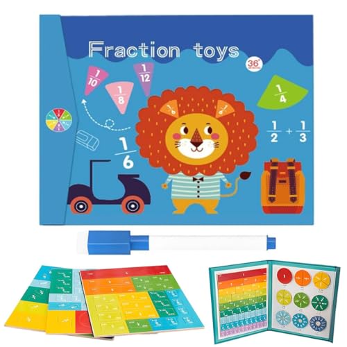 Magnetic Fraction Demonstration Book, Classicous Stem Magnetic Math Master Set, Arithmetisches Lernspielzeug, Bruchrechnen Material Magnetisch, Magnetisches Bruch-Lernpuzzle für Kinder (Löwe) von Keeplus