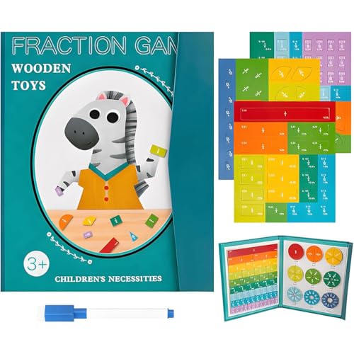 Magnetic Fraction Demonstration Book, Classicous Stem Magnetic Math Master Set, Arithmetisches Lernspielzeug, Bruchrechnen Material Magnetisch, Magnetisches Bruch-Lernpuzzle für Kinder (Zebra) von Keeplus