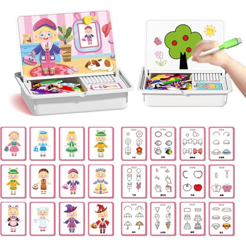 Magnetic Puzzles Face Dress up Travel Game Double Side Preschool Educational Learning Toy, Magnetisches kreatives Spiel, Magnetisch Anziehpuppen, Princess Magnetisches Ankleidespielset für Kinder (B) von Keeplus