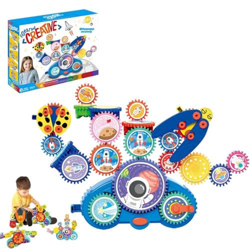 Serifik Creative Learning Building Blocks - Four Styles,Serifik Building Blocks,Gears Schaltung Einsteiger-Bausatz,Zahnrad-Baukasten,Vielseitiges Zahnrad,STEM-Zahnräder-Spielzeug für Kinder (Space) von Keeplus
