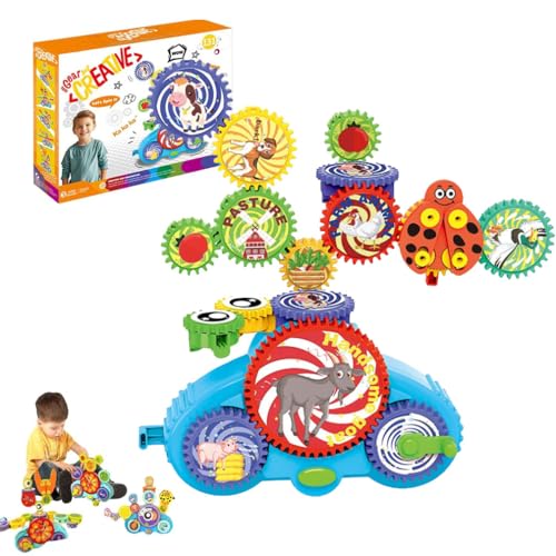 Serifik Creative Learning Building Blocks - Four Styles,Serifik Building Blocks,Gears Schaltung Einsteiger-Bausatz,Zahnrad-Baukasten,Vielseitiges Zahnrad,STEM-Zahnräder-Spielzeug für Kinder (Tier) von Keeplus