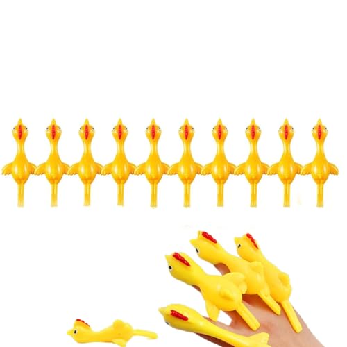 Slingshot Chicken Flying Finger Toy,Slingshot Chicken Stretching Flying Chicken,Huhn Strecken Fliegende Hühner Schnipsen Spielzeug Lustig Spielzeug,Strecken Fliegende Hühner Katapult Huhn (10Stk) von Keeplus