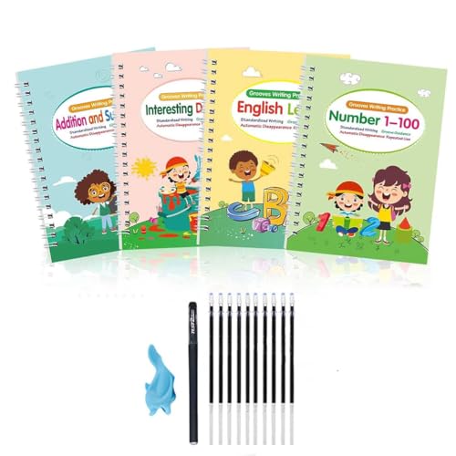 Tracetrek Workbook, Tracetrek Workbook Kit, Tracetrek Workbook Fast-Track Young Minds, Magisches übungsheft mit Stift, Groove Calligraphy Wiederverwendbares Handschrift Nachziehen für Kinder (1Set) von Keeplus