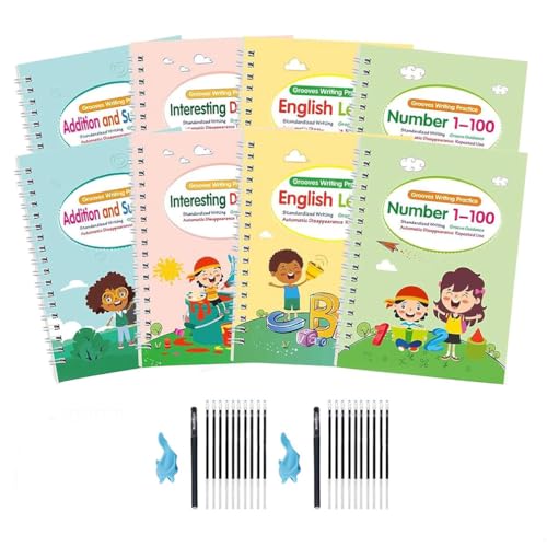 Tracetrek Workbook, Tracetrek Workbook Kit, Tracetrek Workbook Fast-Track Young Minds, Magisches übungsheft mit Stift, Groove Calligraphy Wiederverwendbares Handschrift Nachziehen für Kinder (2Set) von Keeplus
