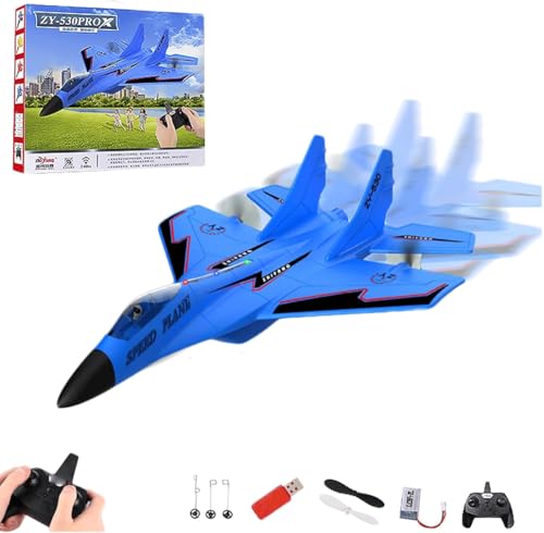 ZY 530 Pro Rc Plane, ZY530pro Plane, Wonstorex ZY 530 rc Plane, 2,4 GHz Ferngesteuertes Flugzeugmodell mit LED, Ferngesteuertes Flugzeug Raptor Fighter Flugzeug Modell Spielzeug für Kinder (Blau) von Keeplus