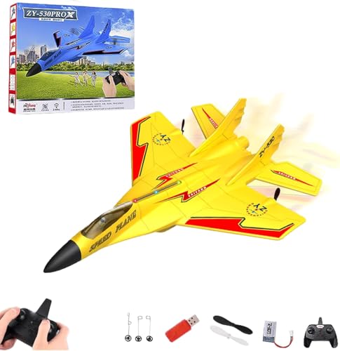ZY 530 Pro Rc Plane, ZY530pro Plane, Wonstorex ZY 530 rc plane, 2,4 GHz Ferngesteuertes Flugzeugmodell mit LED, Ferngesteuertes Flugzeug Raptor Fighter Flugzeug Modell Spielzeug für Kinder (Gelb) von Keeplus