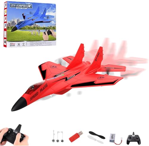ZY 530 Pro Rc Plane, ZY530pro Plane, Wonstorex ZY 530 rc plane, 2,4 GHz Ferngesteuertes Flugzeugmodell mit LED, Ferngesteuertes Flugzeug Raptor Fighter Flugzeug Modell Spielzeug für Kinder (Rot) von Keeplus