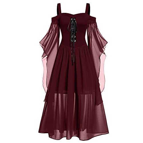 Gothic Kleid Damen Halloween Lang Karnevalskostüme Mittelalter Renaissance Kleid Vintage Keltische Kleider für Damen Mittelalter Gothic Keltisch Kleid Renaissance Prinzessin von Keerlonno